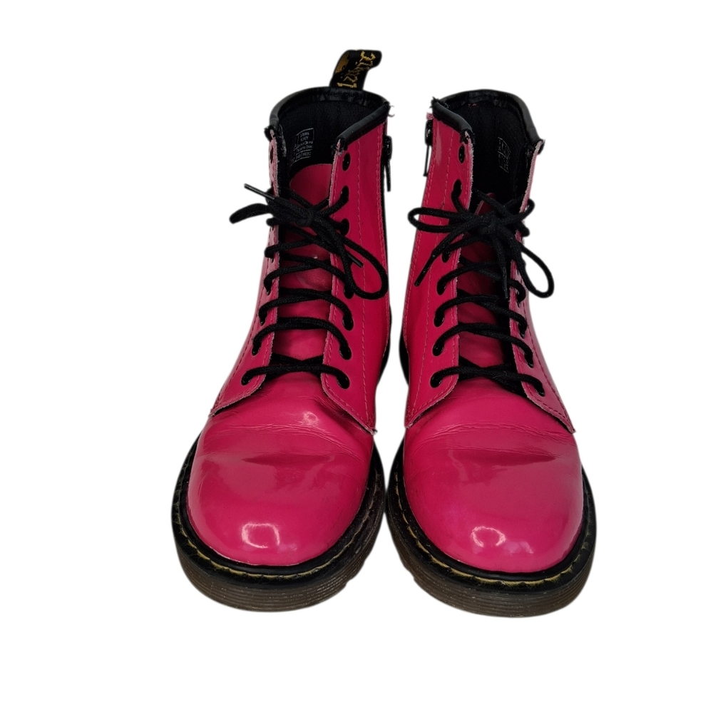 Dr. Martens Patent Leather Pink Lace-Up Combat Style Boots Womens Size 5 - Picture 4 of 7